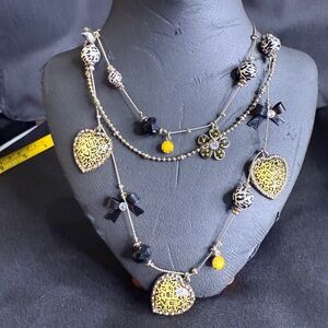 Cheetah Gold and Black Heart Necklace